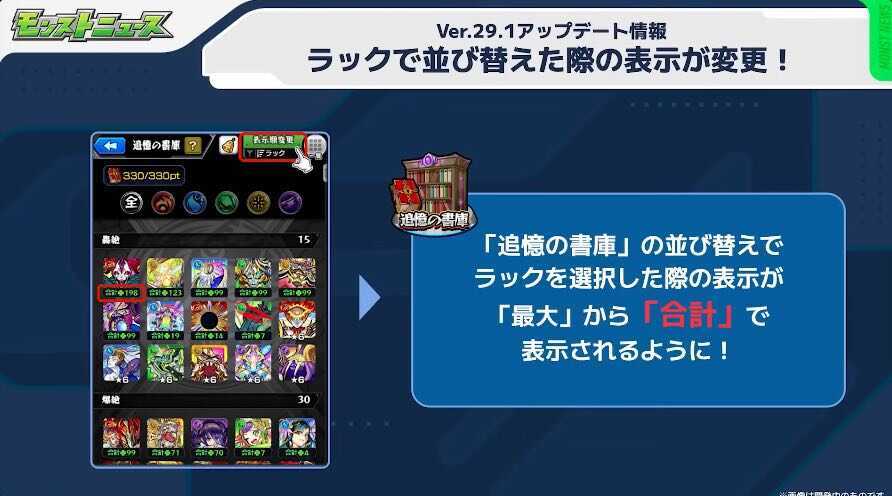 ラック表示 並び替え変更