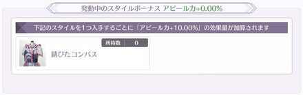 特定のスタイルを所持しているとアピール力上昇