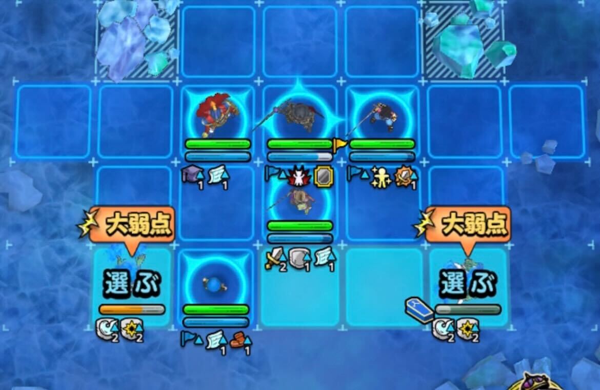 下のブリザードマンから優先して倒す