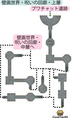 壁画世界・呪いの回廊・上層のマップ
