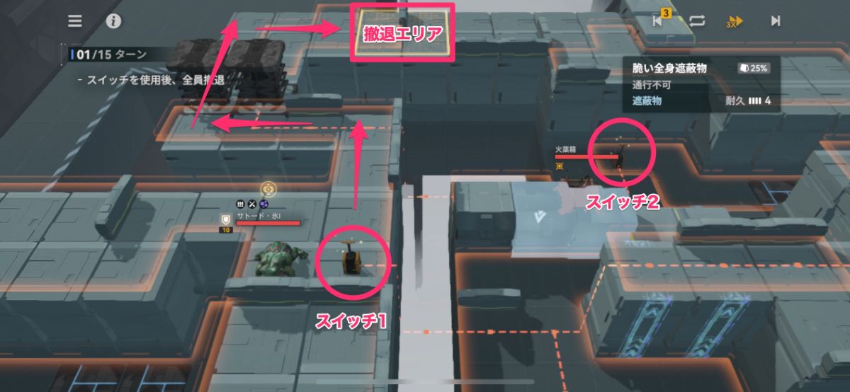 スイッチを起動して撤退