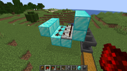 レッドストーンダストの後ろにも土台を設置する