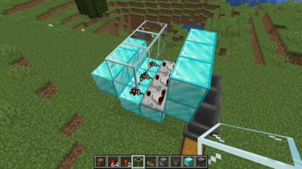 レッドストーンダストの上にガラスを設置する