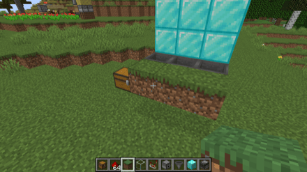 ホッパーの前に土ブロックを設置する