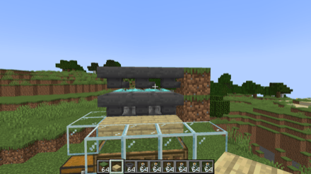 仮ブロックを設置してさらにホッパーを設置する