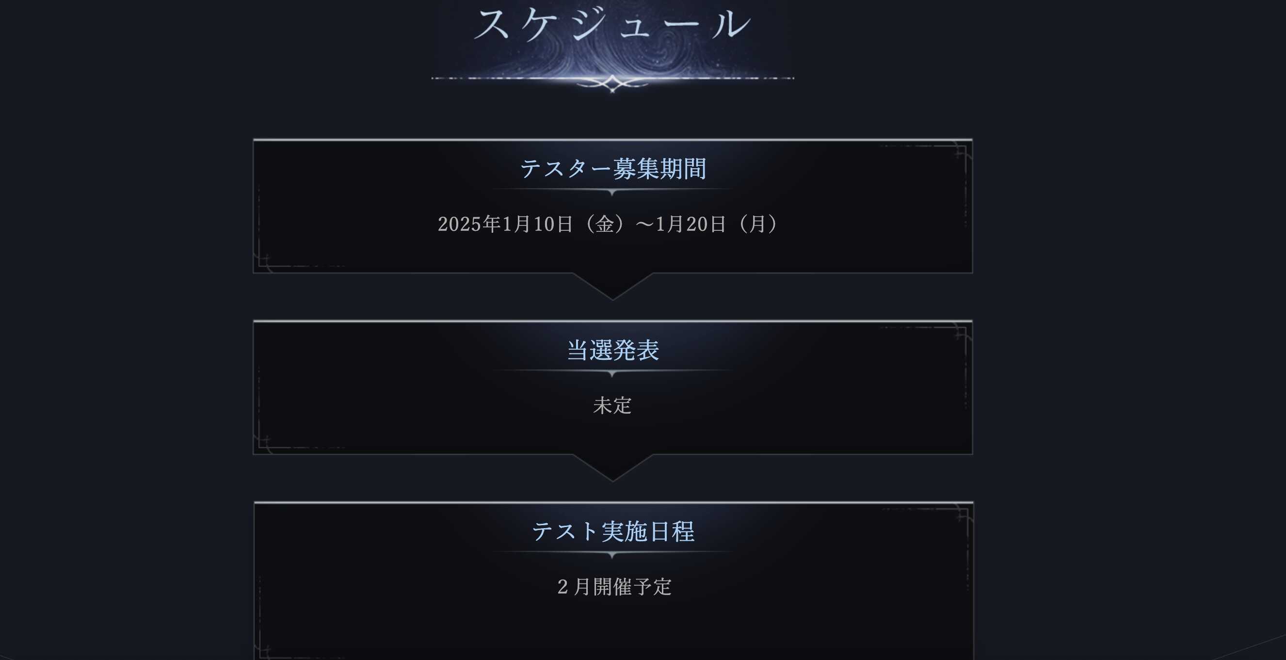 ネットワークテストのスケジュール