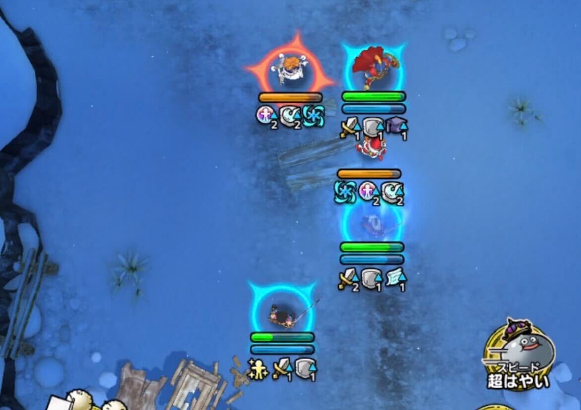 2ターン目に英雄が斜め配置になるよう誘導する