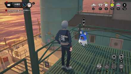 倉庫の最上階にいる狙撃ボンプと話す