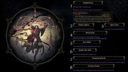 ブラッドメイジのアセンダシー スキル