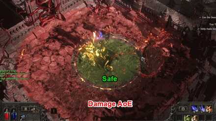 爆発後にブロック不能攻撃の中心に到達する