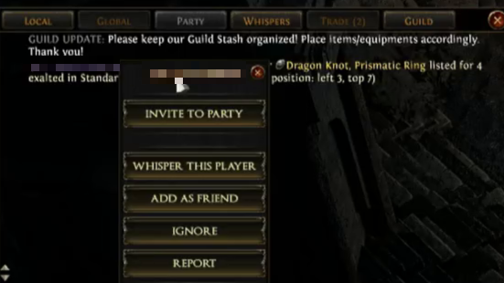 公式取引サイトで直接ウィスパーを送信して取引を開始
