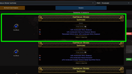 Path of Exile 2 (PoE 2) Item Listed in Trade Site画像