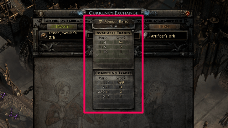 POE 2 - Hover Cursor Over Market Ratio画像