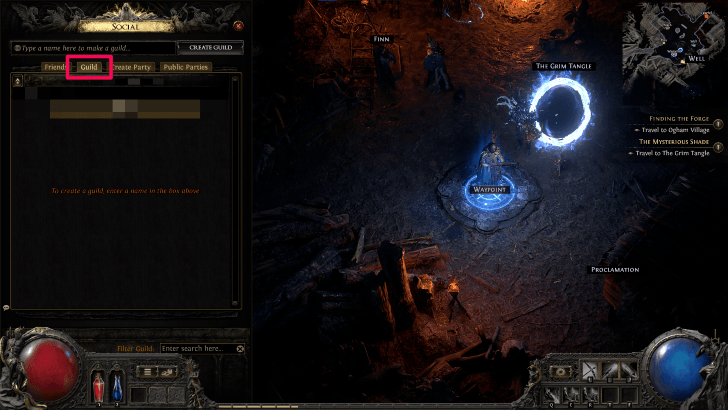 POE 2 - Guild tab in Social menu画像