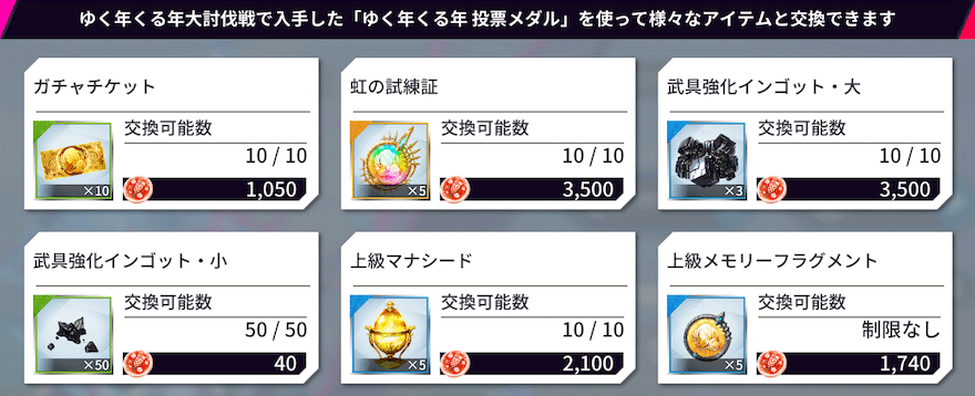 ゆく年くる年 大討伐戦「ファンキルオルタナ人気投票」