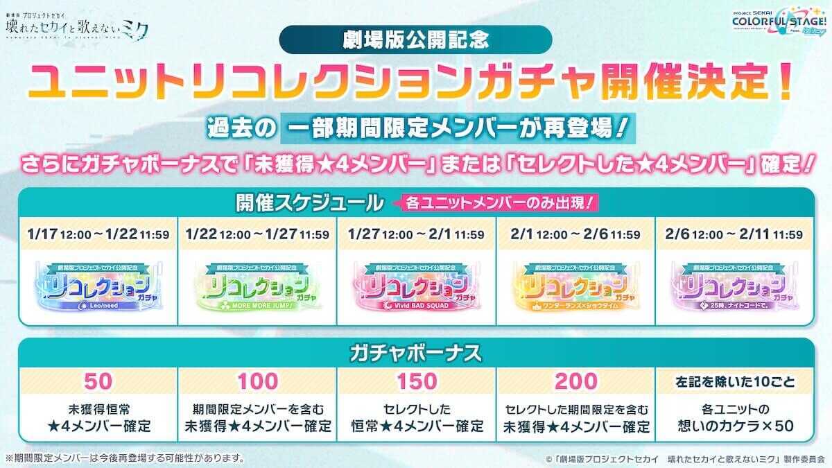 ユニットリコレクションガチャ