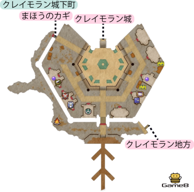 クレイモラン城下町のマップ