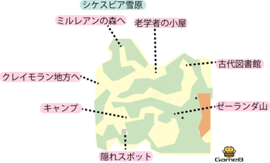 2Dのシケスビア雪原のマップ