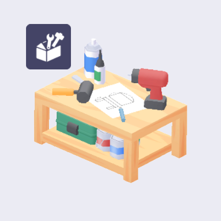 木の作業テーブル