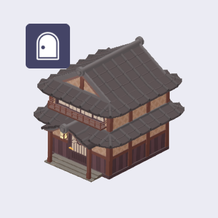 月が見える旅館の画像