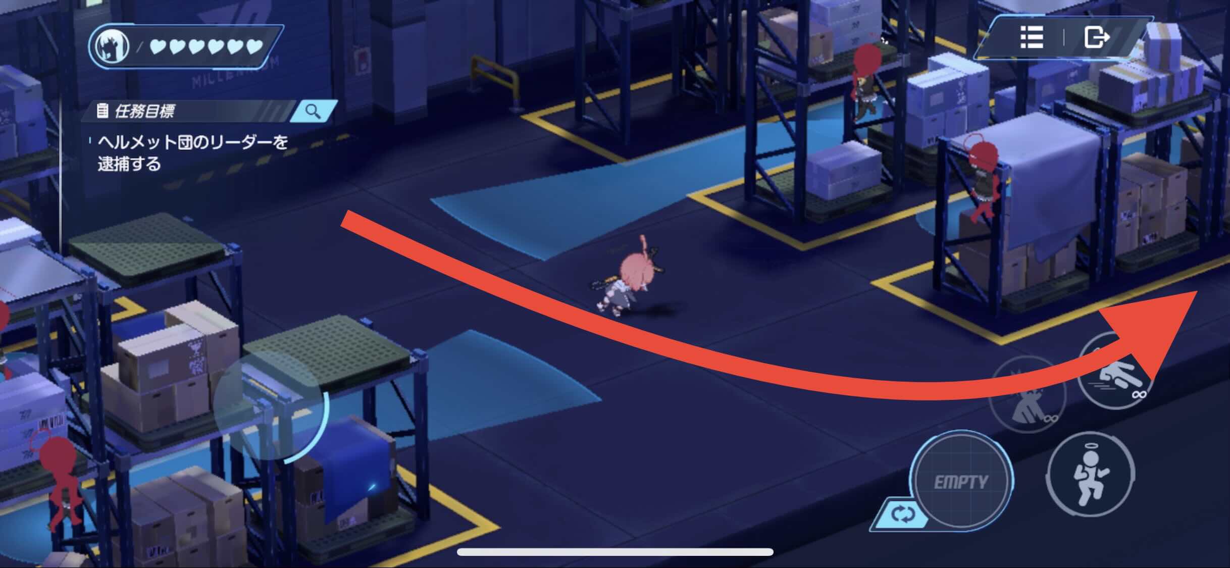 扉を再び出たら右側の通路を進む