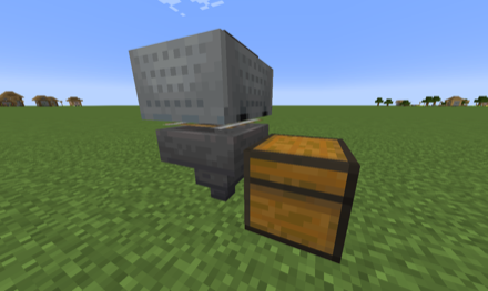 レールの上にホッパー付きトロッコ