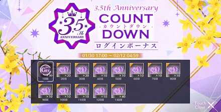 3.5th Anniversaryカウントダウンログインボーナス