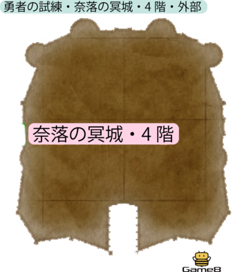 勇者の試練・奈落の冥城・4階・外部のマップ(PS4)