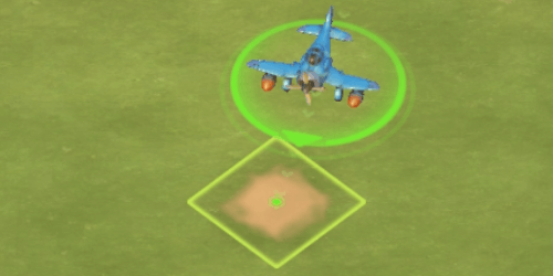 緑化済みの土地に隣接する砂地へ偵察機を送って緑化する