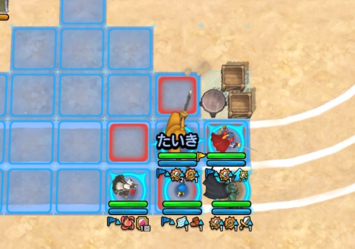 1ターン目は右側に固まるようにして被ダメを減らす