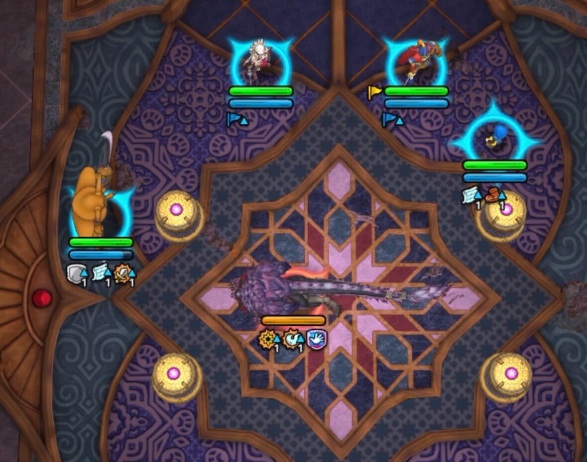 3キャラを早く動かし柱の間にガルゲオスを誘導