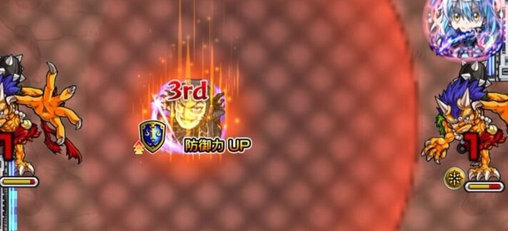 ドクロを倒すと防御アップフィールドが展開