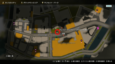 ダウンタウンの噴水広場のマップ