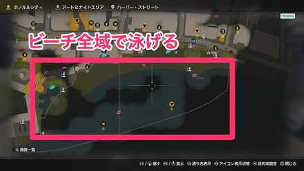 ビーチ全域で泳げる