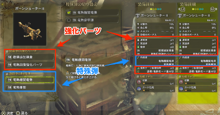 ボウガンの強化パーツ