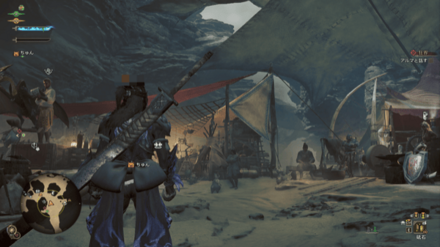 隔ての砂原のベースキャンプへ向かう