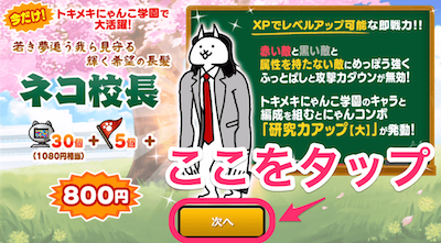 次へボタンをタップ