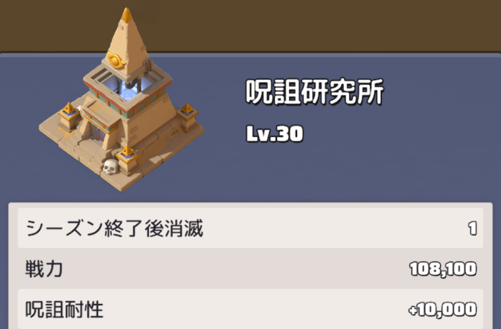 呪詛研究所をLv.30まで強化すると建造可能