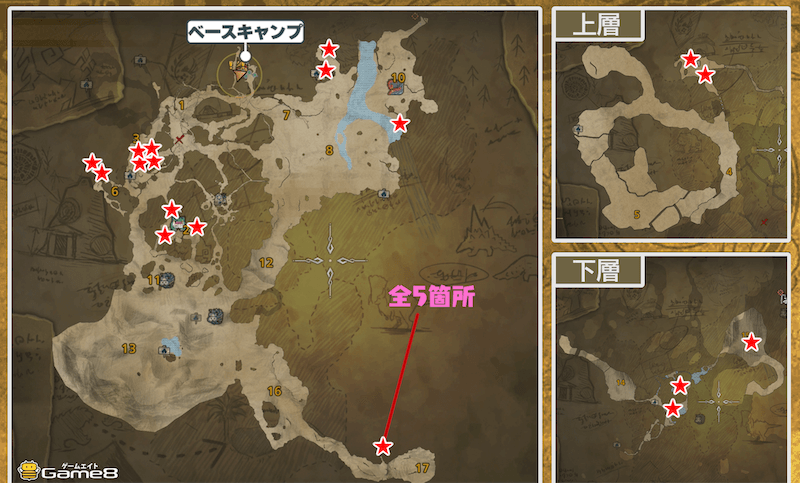 隔ての砂原の鉱石の場所