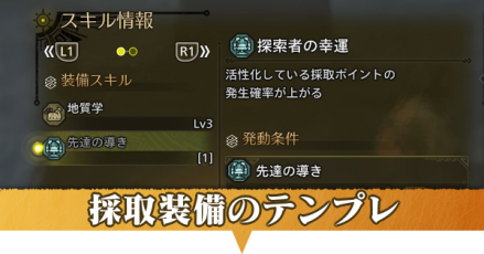 採取装備のテンプレとおすすめスキル