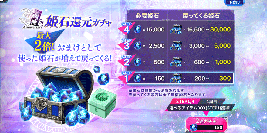 1st-Anniversary-姫石還元ガチャ