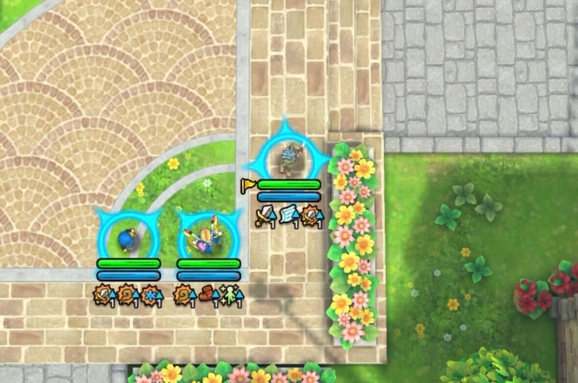 1ターン目は右側のキャラが攻撃を受けないようにする