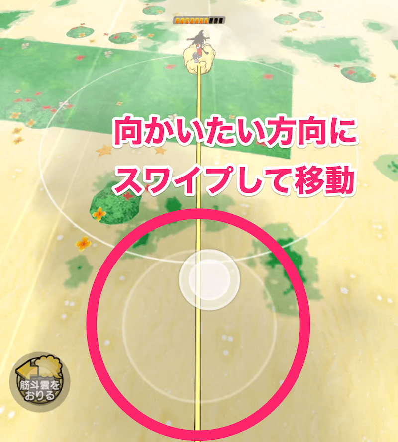 向かいたい方向にスワイプで移動可能