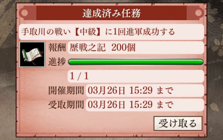 手取川の戦い_任務報酬