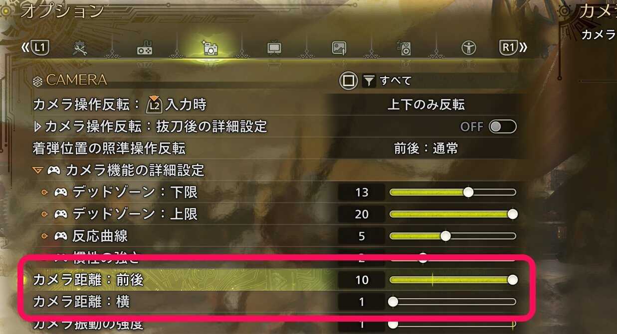 カメラ距離設定オプション