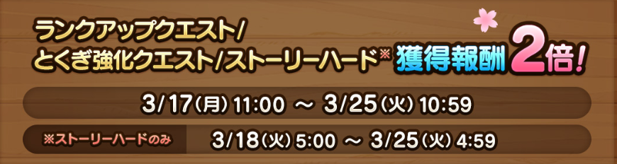 育成アイテムの獲得報酬が2倍になる