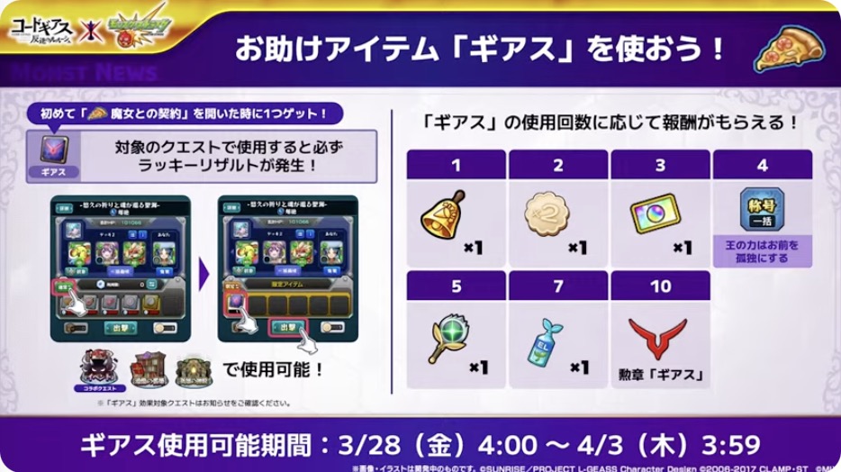 お助けアイテム「ギアス」の詳細