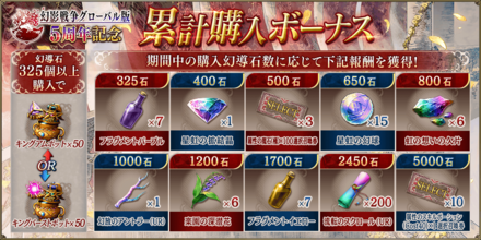 幻影戦争GL版5周年累計購入ボーナス