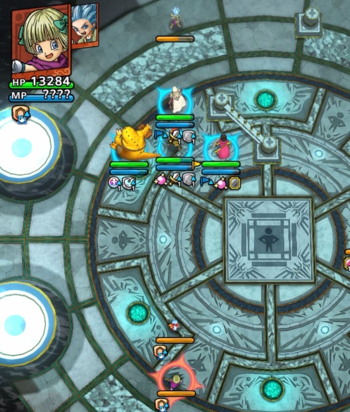 カミュのHPを減らして、マヤとタバサを縦に並べる