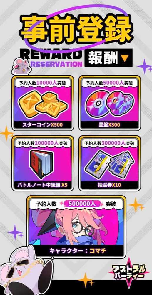 事前登録特典一覧